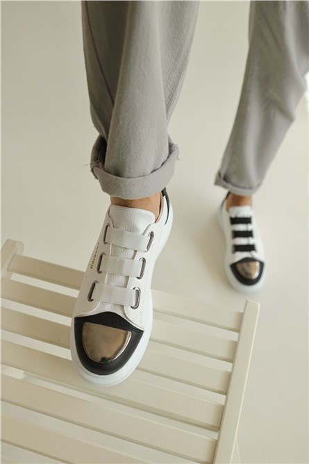 Chekich Unisex Shoes CH251 - White with Black #359772