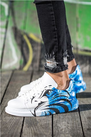 Chekich Unisex Shoes CH254 - White with Blue #359800