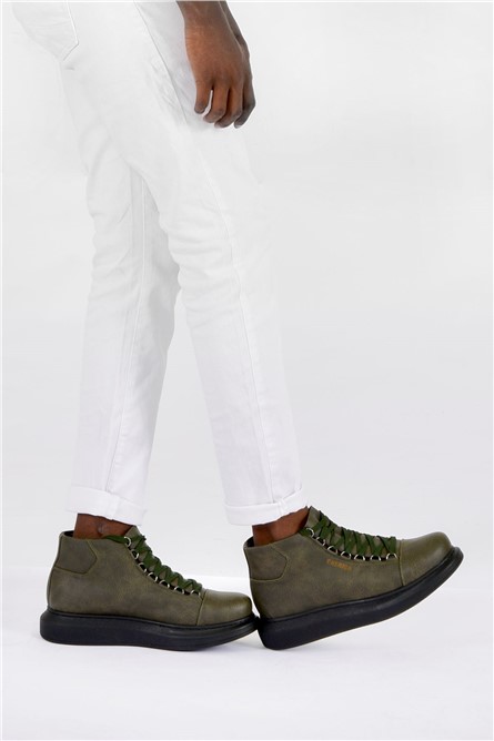 Chekich Unisex Lace Up Boots CH258 - Khaki #365598