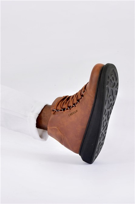 Chekich Unisex Lace Up Boots CH258 - Taba #365597