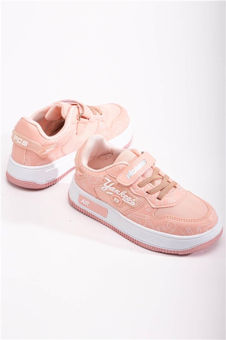 Children's sports shoes with velcro fastening - Powder color #370837