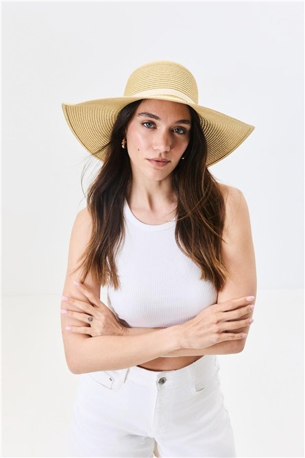 Wide Brim Straw Beach Hat Y25730-02  #451885
