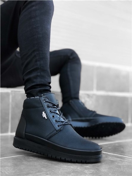 Men's sports boots with doodle CO749 - Black # 322452