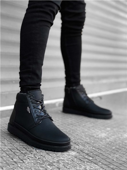 Men's sports boots with doodle CO749 - Black # 322452