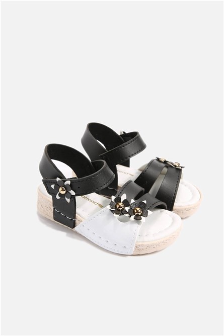 Детски сандали 23-25 - Черно-Бели #329812