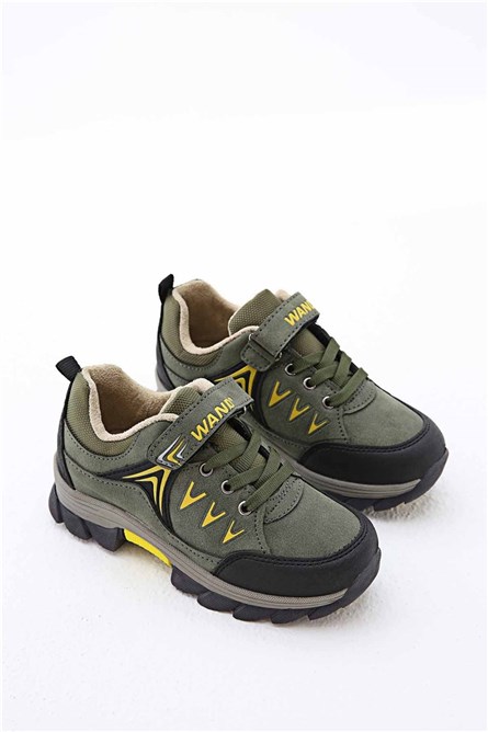 Men's Velcro Trainers - Khaki, Yellow #320428
