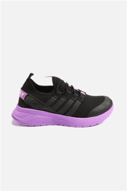Children's sports shoes 31-35 - Black with Purple #329814