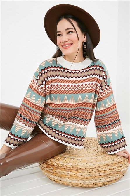 Women's Jumper - Brown, Cream #272396