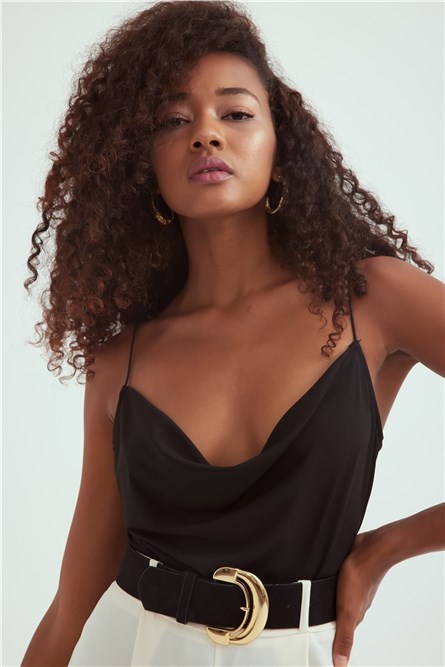 Sateen Women's Blouse - Black #309560