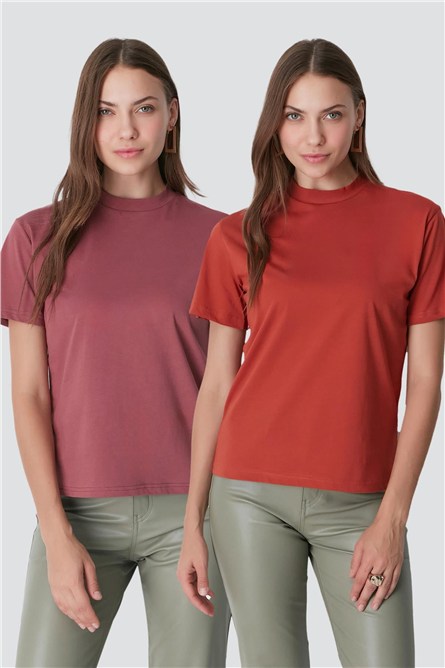 Crew Neck Short Sleeve 2-Pack Basic T-Shirt 957  #451407