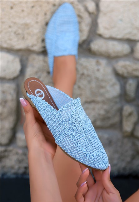 Women's Knitted Slippers - Light Blue #366762