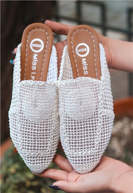 Women's Knitted Slippers - White #366640