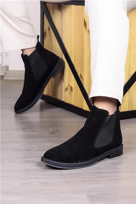 Ducavelli Men's Real Suede Chelsea Boots - Black 
