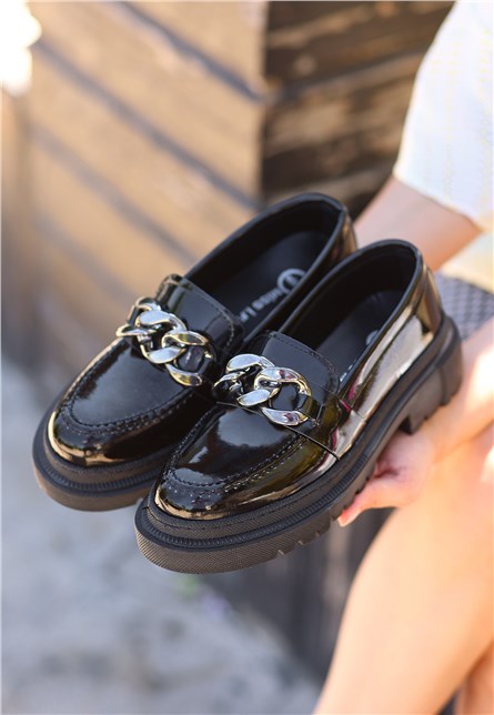 Women's Patent Leather Shoes - Black #404775
