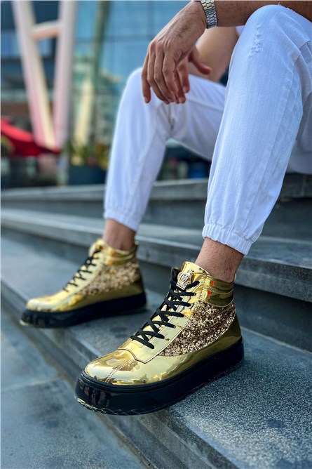 Men's Lace Up Boots CH973 - Gold #385141