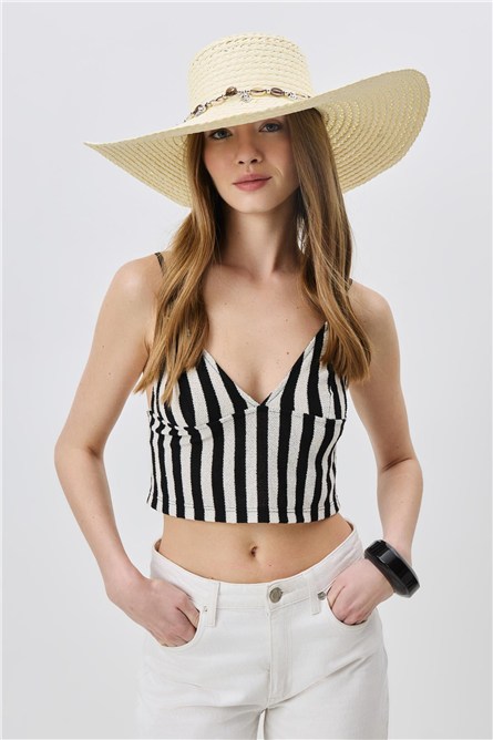 Wide Brim Straw Beach Hat Y25730-15  #451926