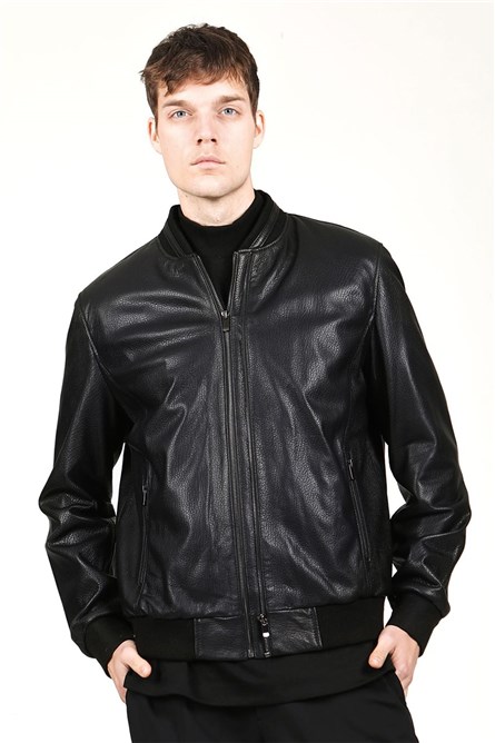 Men's Real Leather Jacket - Black #319130