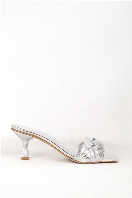 DERİCLUB Ladies Genuine Leather Slippers 2021 - Silver #381985