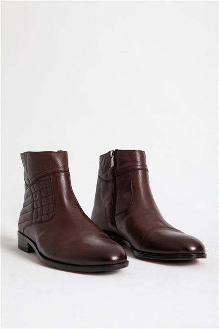 Men's Real Leather Boots - Brown #318136