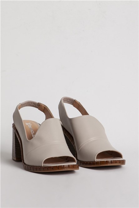 DERİCLUB Ladies leather sandals 41002 - Light gray #331983