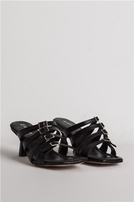 Ladies Genuine Leather Slippers 714 - Black #334664