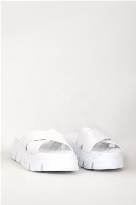 Women's Genuine Leather Slippers 7658 - White #381997