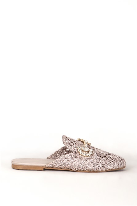 Women's Slippers with Decorative Stones 7668 - Beige #383462