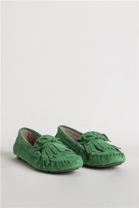Women's 912 Natural Suede Loafers - Green #334678