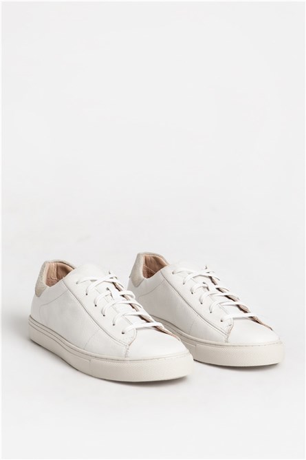 Men's Real Leather Trainers - White #318113