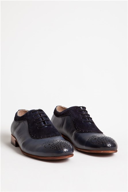 Men's Real Leather and Suede Shoes - Dark Blue #318528
