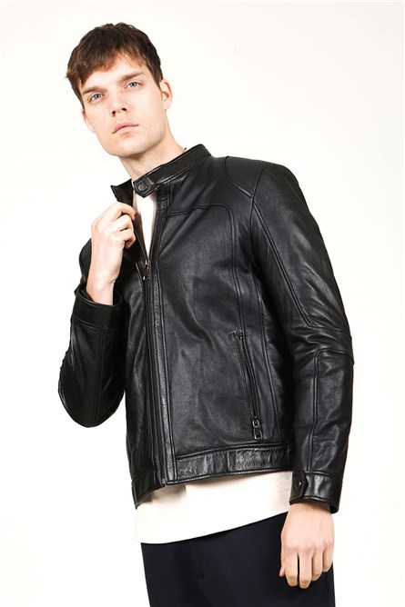 Men's Real Leather Jacket - Black #318384