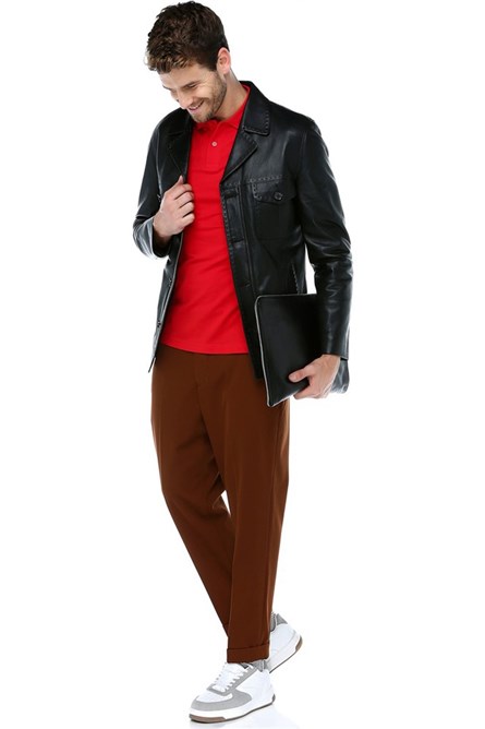 Men's Real Leather Jacket - Black #317621