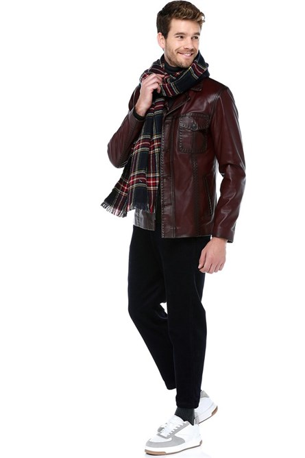 Men's leather jacket E-1024 - Bordeaux #317624