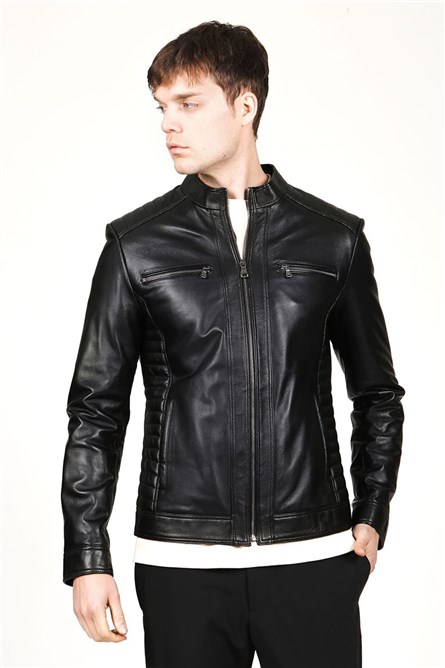 Men's Real Leather Jacket - Black #317678