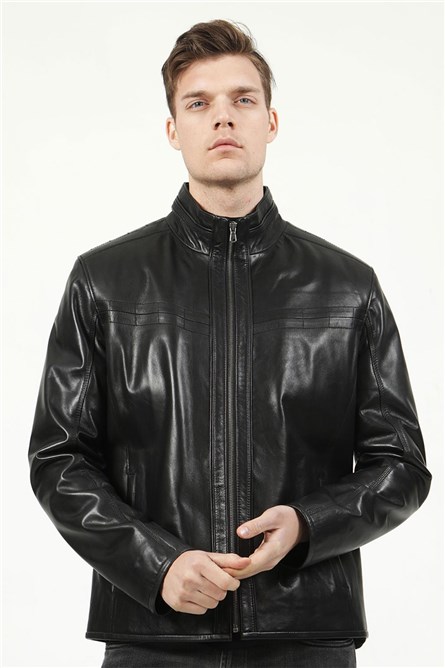 Men's leather jacket E-1097 - Black #318621