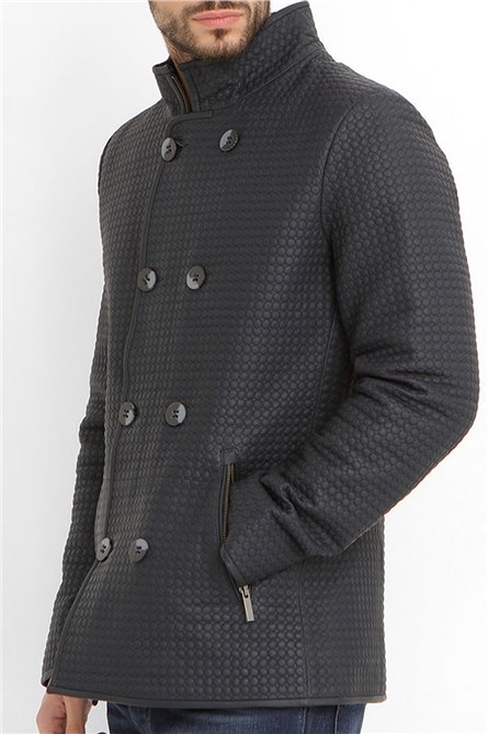 Men's Real Leather Coat - Dark Grey #318670