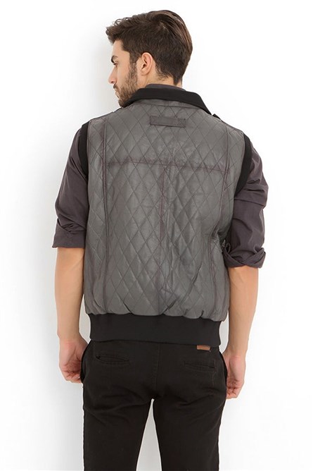 Men's leather vest - Gray #317765