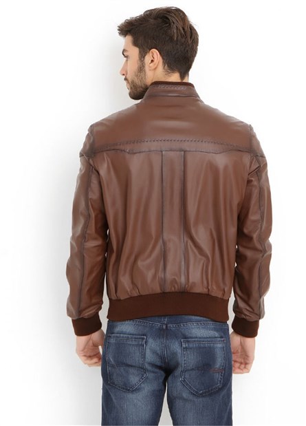 Men's Real Leather Jacket - Brown #317775