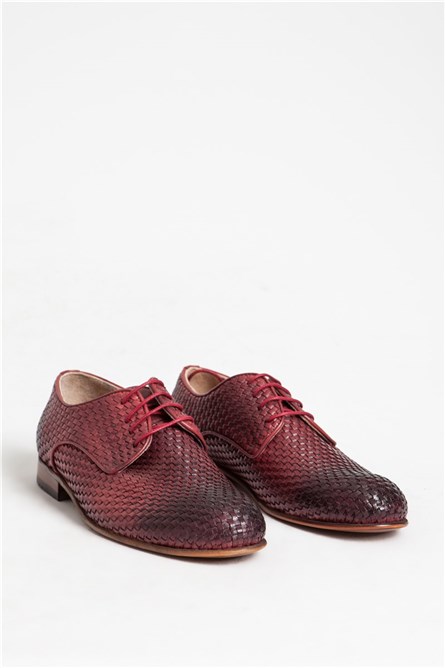 Men's Real Leather Embossed Shoes - Burgundy #318573