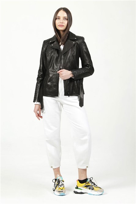 Leather women's coat SANTA/65 - Black #318408