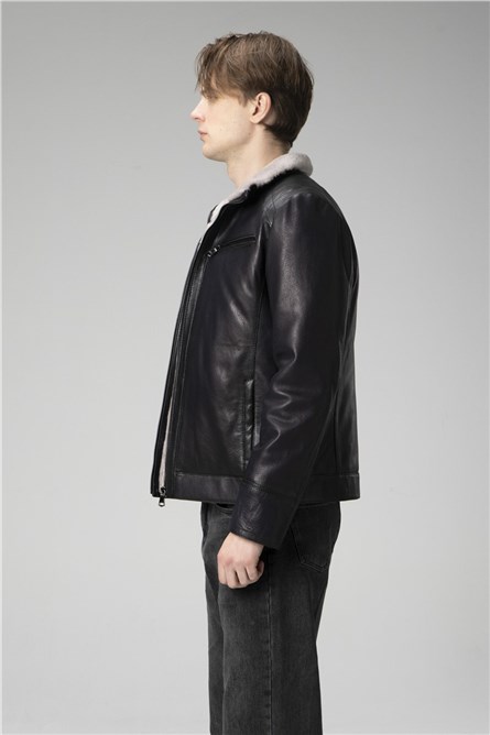 DERİCLUB Men's Scrawl Lined Coat SDX2027 - Black #358166