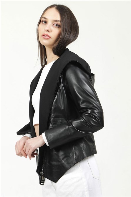 Women's leather jacket YB-090 - Black #319282