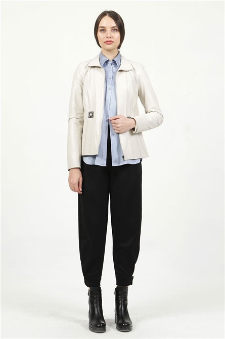 Women's leather jacket YB-2129 - White #318849