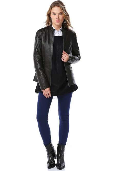 Women's leather jacket YB-2153 - Black #317988