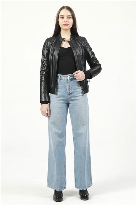 Women's leather jacket YB-2156 - Black #317989
