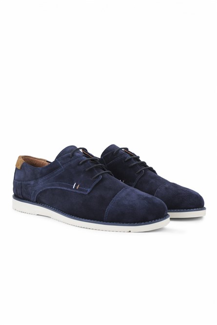 GERARDINO Men's Suede Shoes Navy Blue 3010