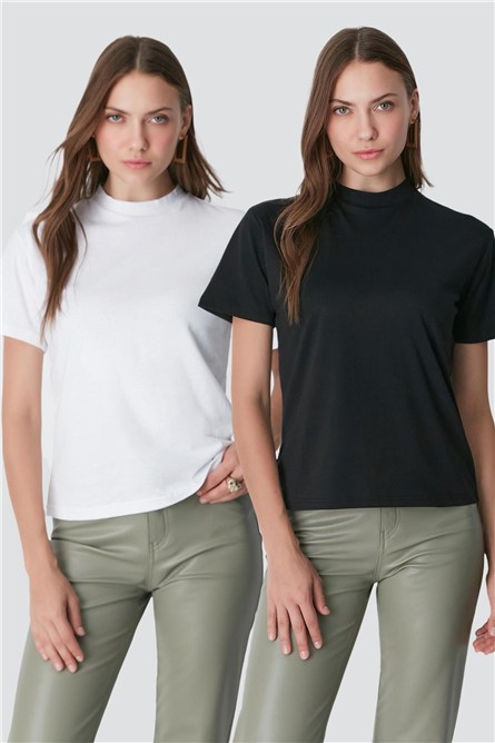 Crew Neck Short Sleeve 2-Pack Basic T-Shirt 957  #451410