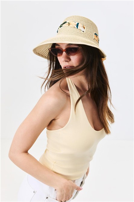 Straw Beach Hat with Visor Y25730-29  #451952