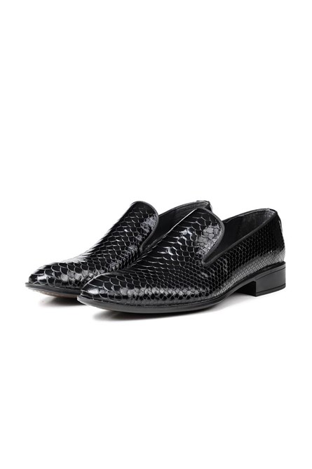 Ducavelli Men's Real Leather Embossed Shoes - Black #316877