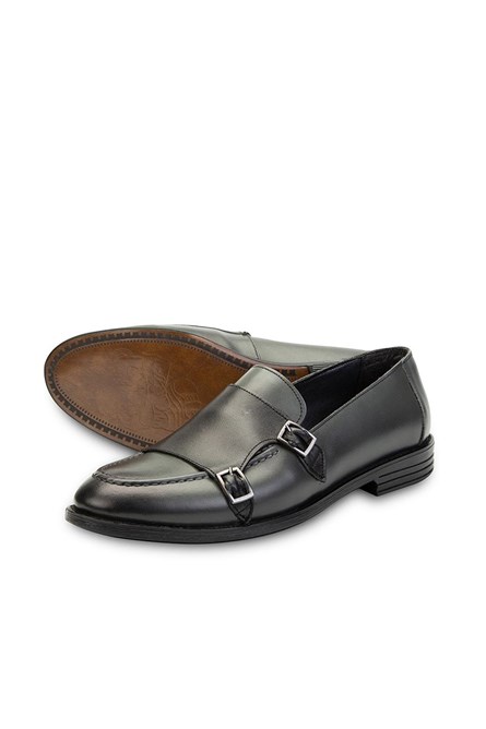 Ducavelli Men's Real Leather Monk Shoes - Dark Grey #308276